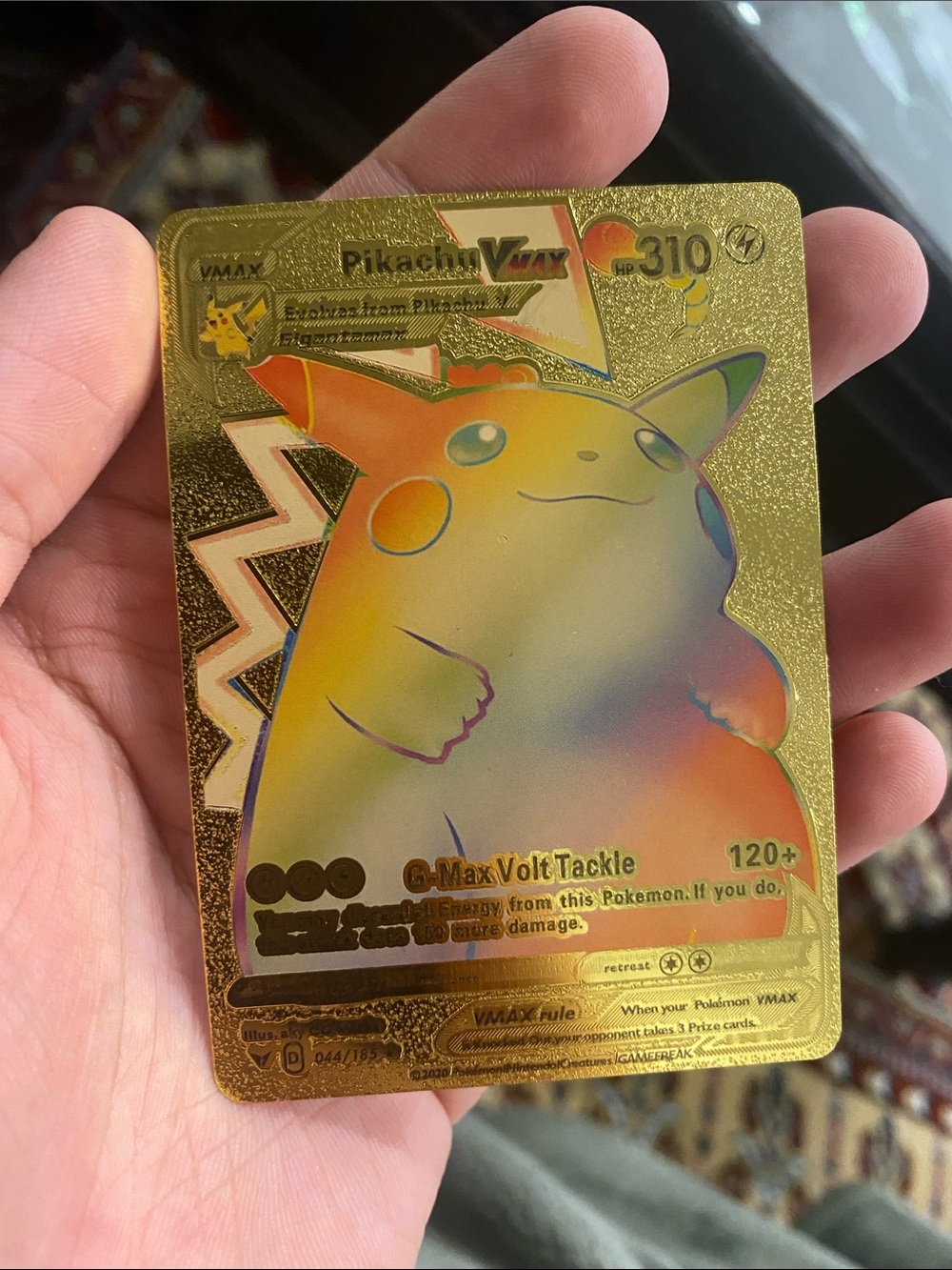 Pokemon Pikachu VMAX Gold Foil Rainbow Holo Card